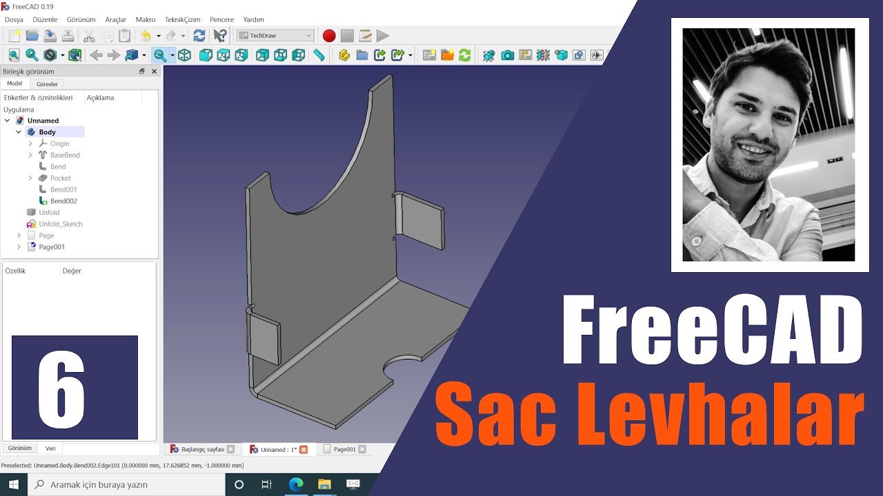FreeCAD Sac Levha Parça Çizimi #6 | Freecad Sheet Metal Design