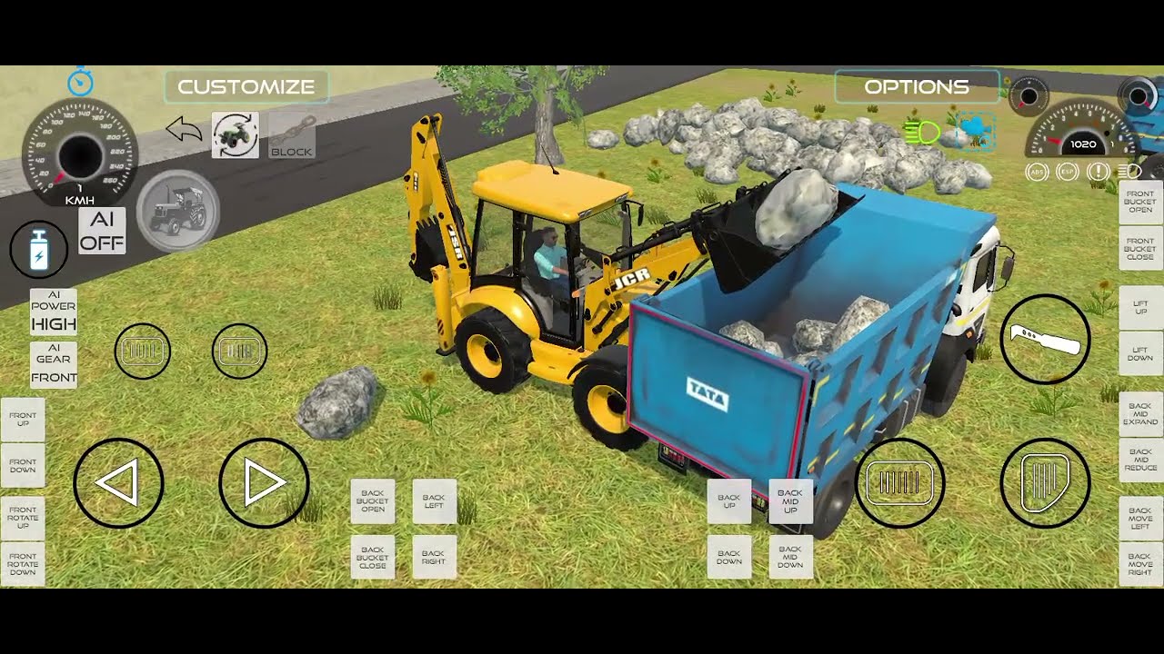 JCB or 2 truck 🚧 JCB se tractor me pathar bhare Gaye Mustang GT 🩵
