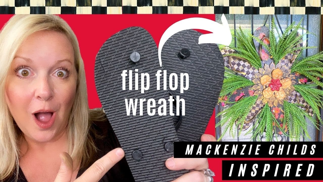 Easy Dollar Tree Flip Flop Wreath Tutorial | MacKenzie Childs Inspired Summer Wreath
