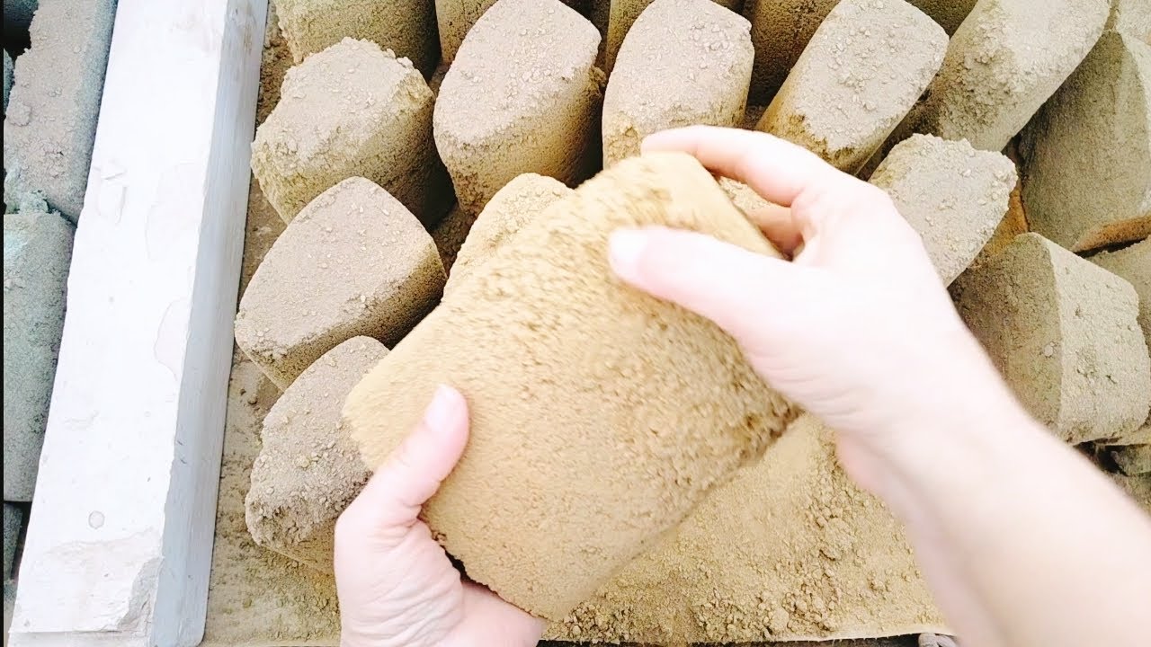 Yellow Block Texture💛 Crunchy Satisfying Dry & Water Crumbling🌼#asmr