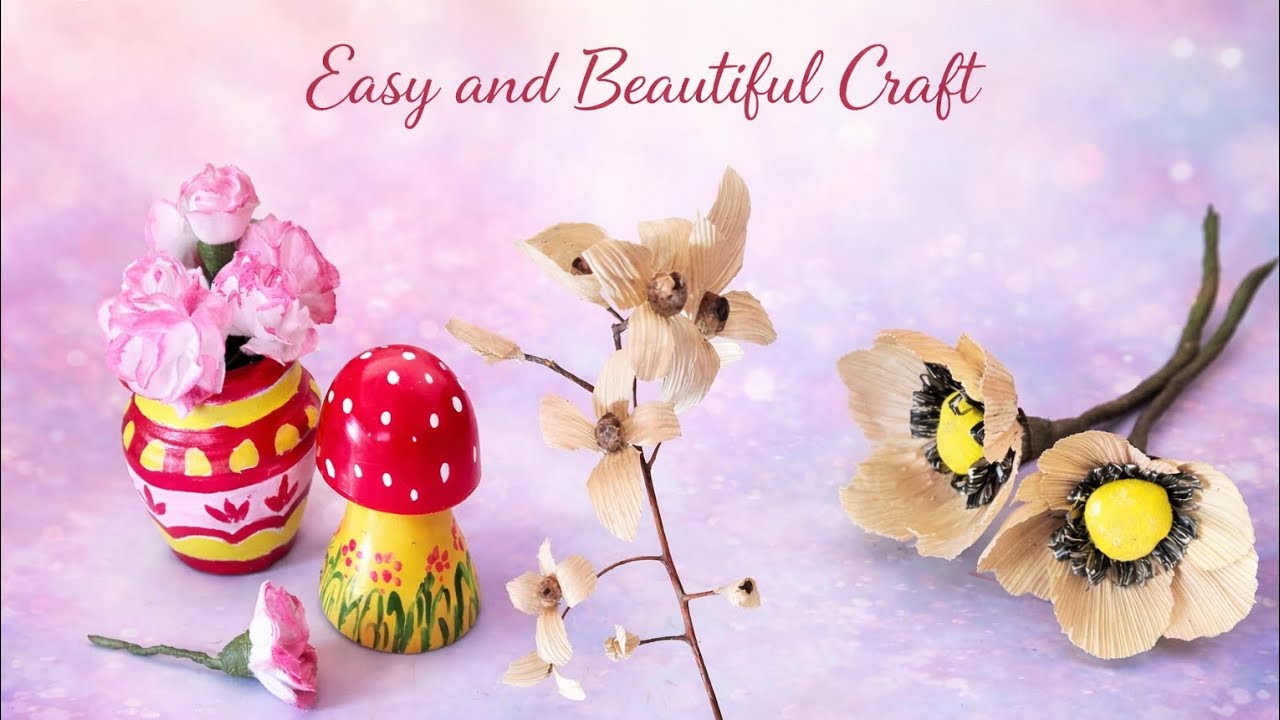 Waste Paper & Corn Husk Craft|Old LED Bulb Reuse Idea|Easy&Craft5minute craft#diy#handmadecraft