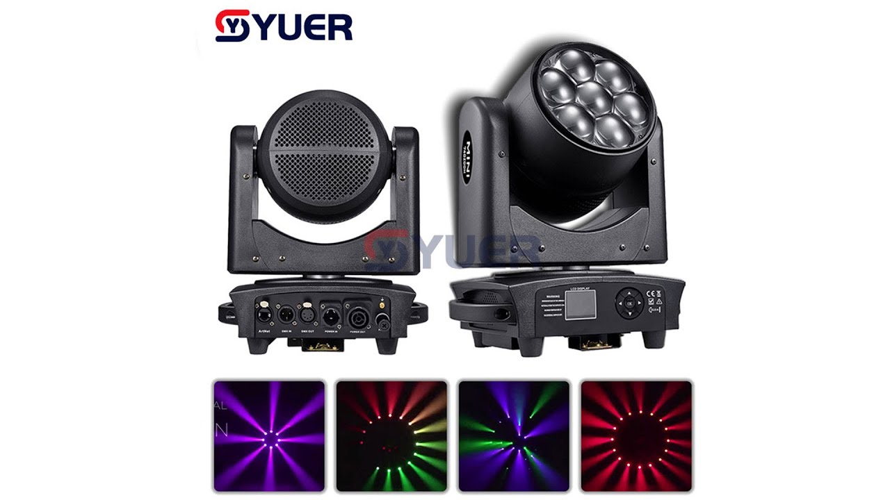 YUER™️Professional Mini 7x40w RGBW LED Beam Zoom Moving Head Light