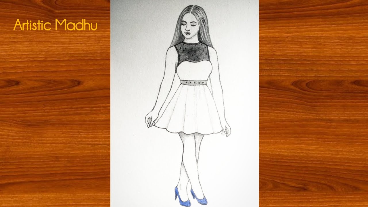 How to Draw Elegant Girl Pencil Sketch | Fashion Illustration Drawing Step by Step | Girl Drawing 