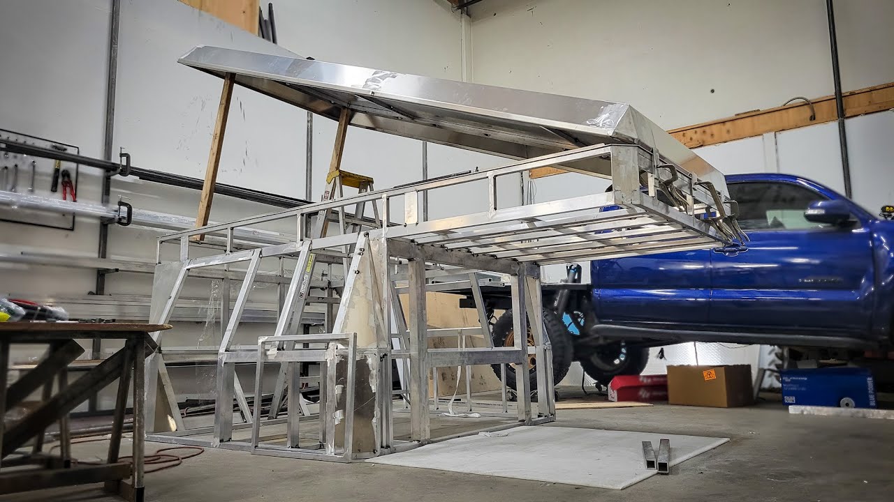 All Aluminum Flatbed Truck Camper - Even The Lid! (FLASH Warning - Welding)