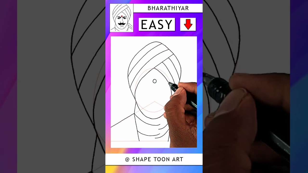 Mahakavi bharathiyar drawing easy - Bharathiyar pencil drawing easy method - #shorts #bharathiyar