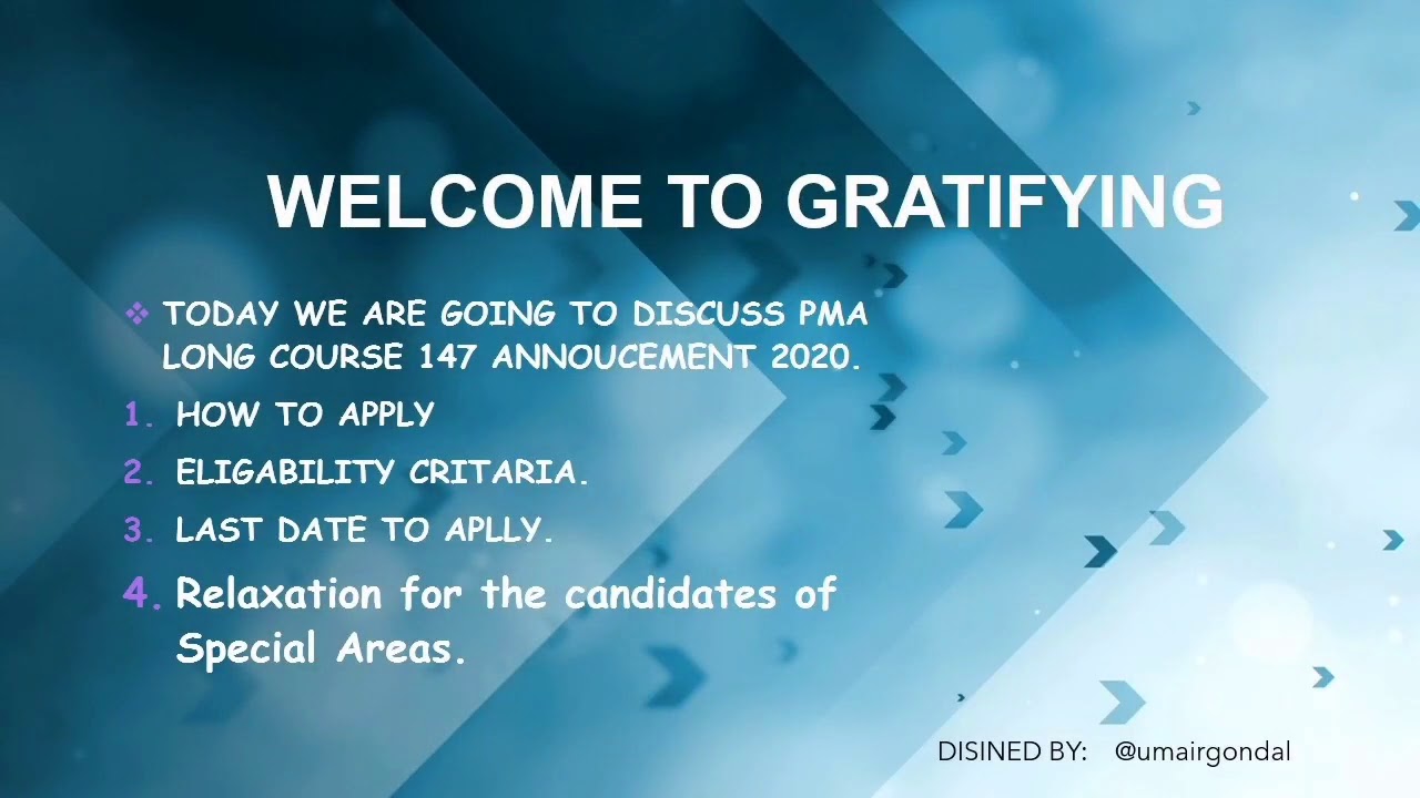 Apply For PMA Long Course 147 (2020) By Gratifying Channel