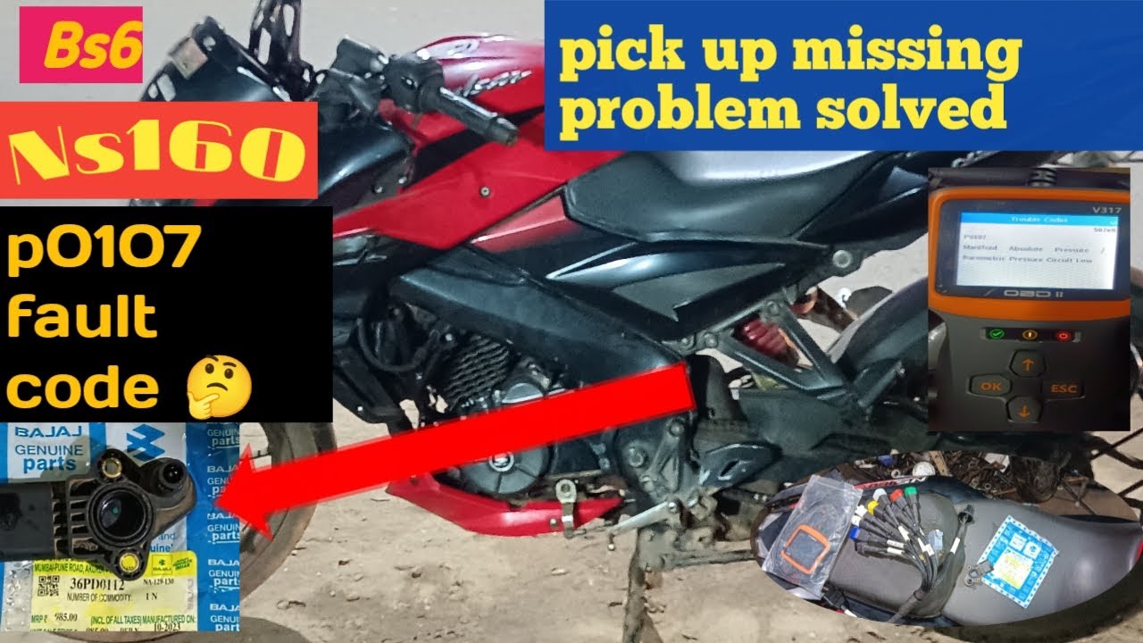 bs6 Bajaj Pulsar NS 160!!200!!220F pickup missing problem reason.P0107falute code 🤔 mapsensorfitting