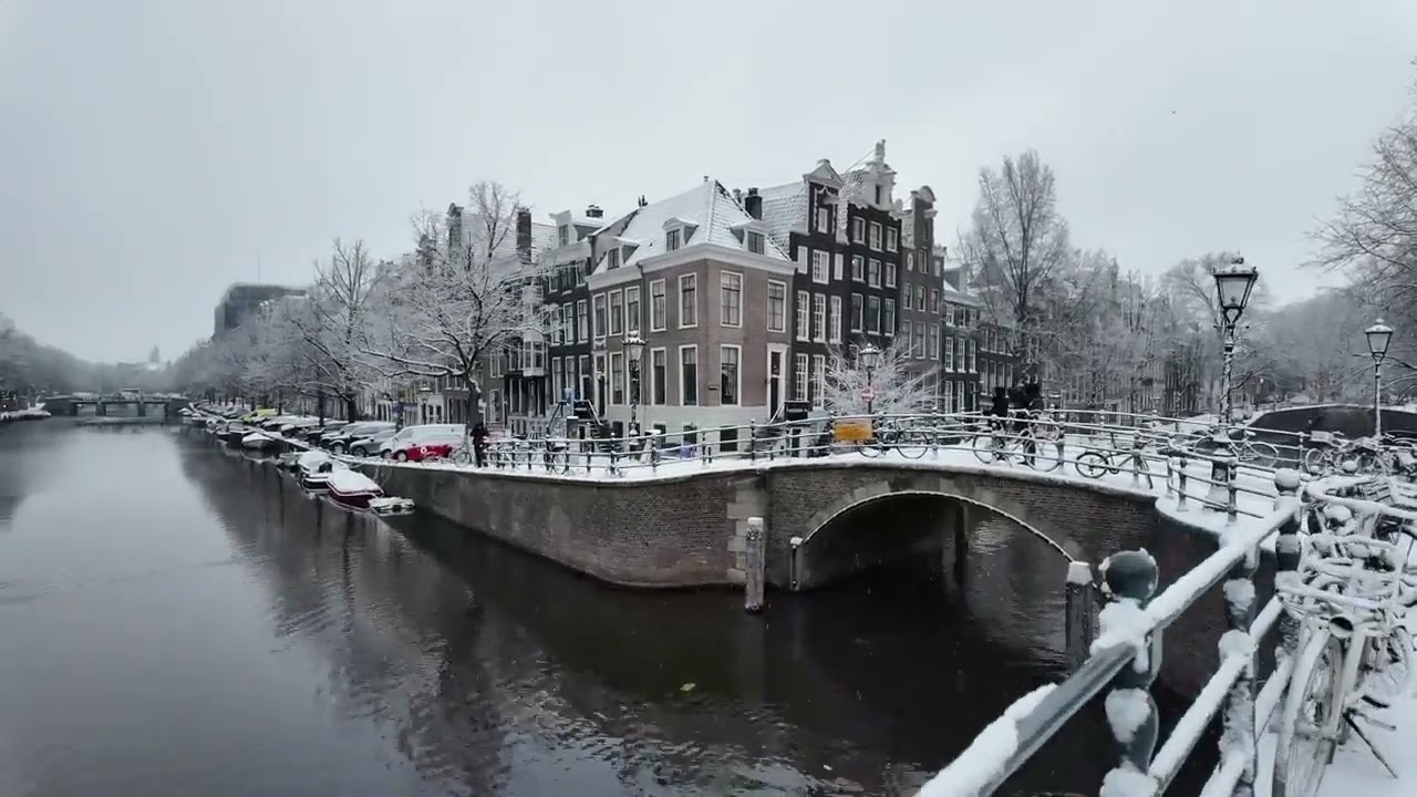 #Netherlands Amsterdam snowfall 🌨️ travel vlog #gaga