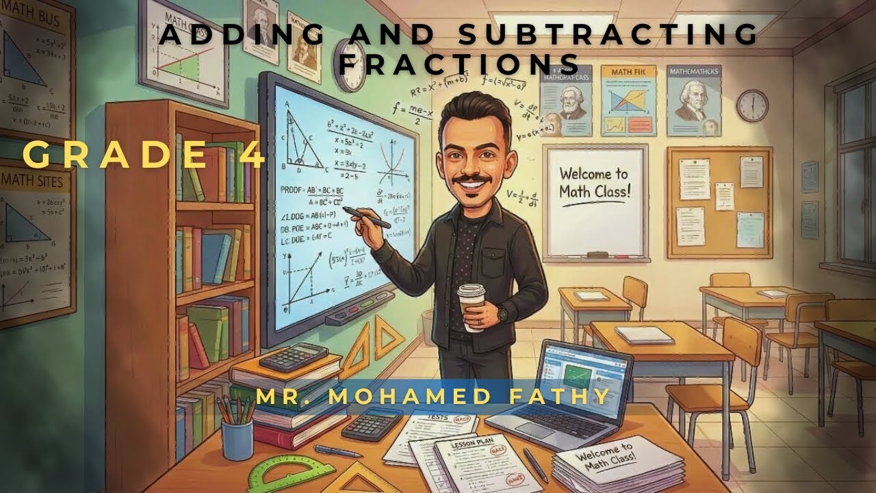 Adding and subtracting fractions (math) grade 4 second term | Mr. Mohamed Fathy شرح ماث جريد 4