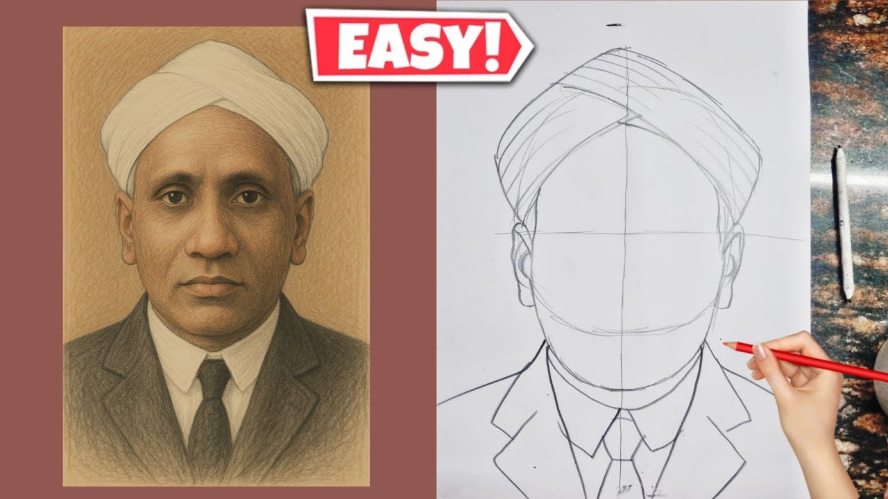CV Raman Drawing | How to draw CV Raman