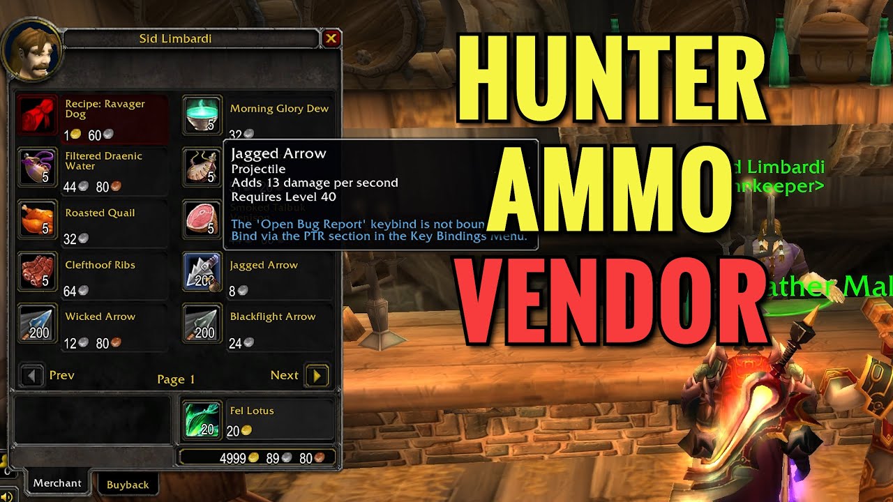 Honor Hold Hunter Ammo Vendor (WoW TBC)