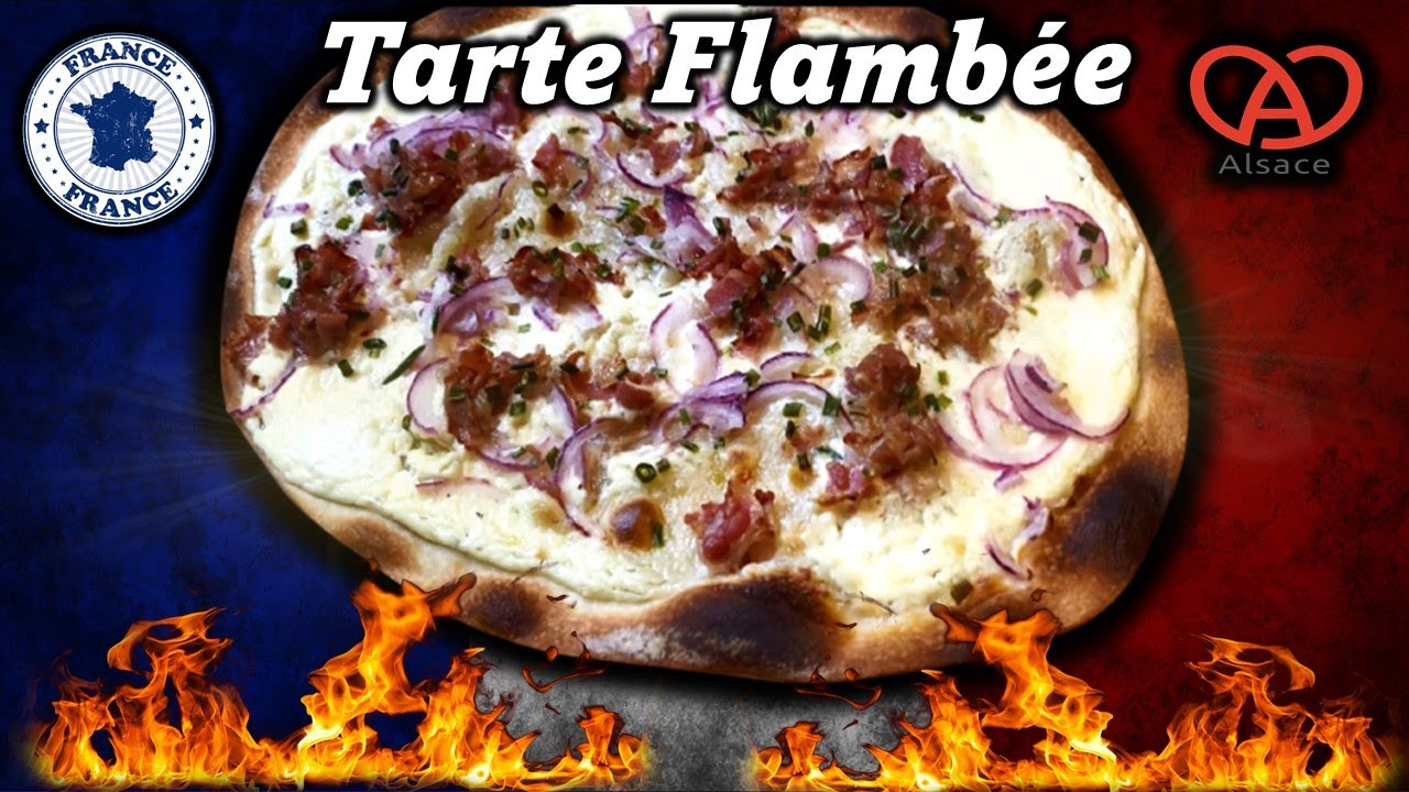 Легкий луковый пирог с беконом - Tarte flambée - Flammkuchen