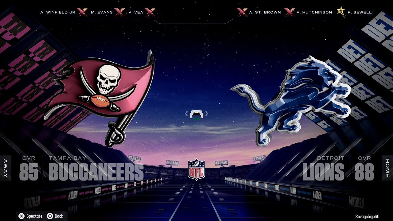Tampa Bay Buccaneers  vs Detroit Lions  MNF showdown in  Ford Field ￼￼￼￼