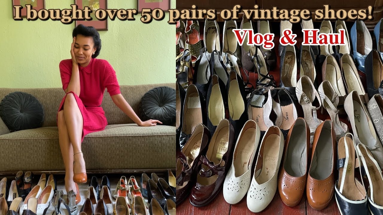 I bought over 50 pairs of vintage shoes! Vlog + Haul
