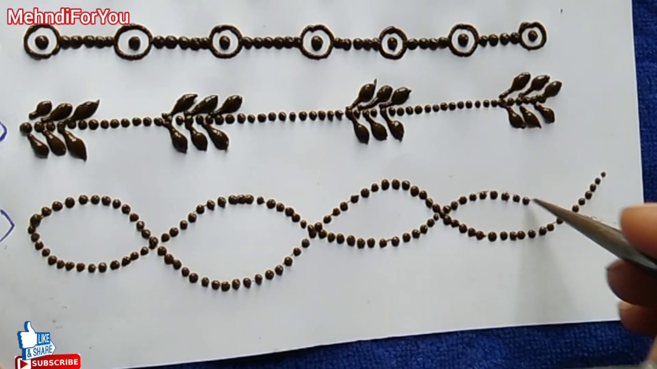 Beginners mehndi:- Simple and beautiful decorations lines for ornamental mehndi design