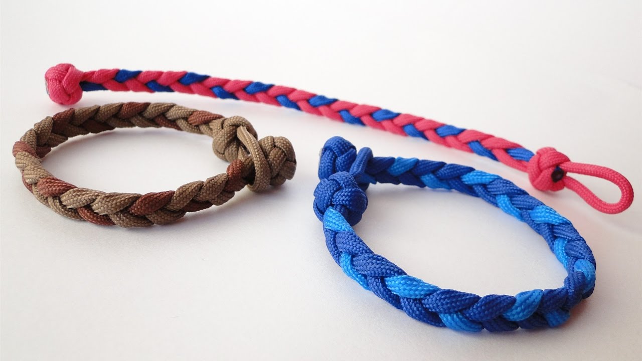 How to make a Basic 3 Strand Flat Braid/ Diamond Knot and Loop (without buckle) Paracord Bracelet