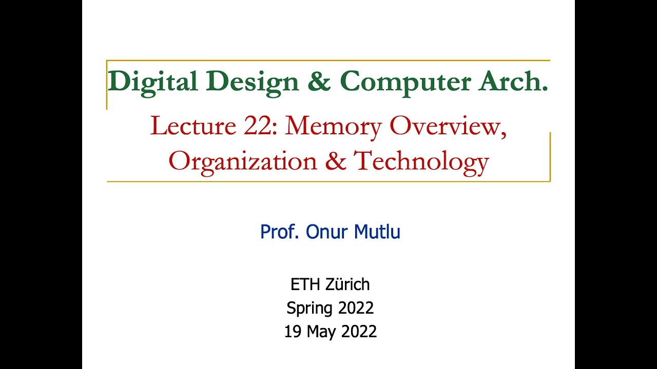 Digital Design & Computer Arch. - Lecture 22: Memory Organization & Memory Technology (Spring 2022)