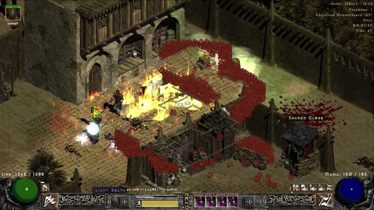 Diablo 2 Resurrected (Project Diablo 2 mod) Throw barb.  Map Kehjistan Marketplace