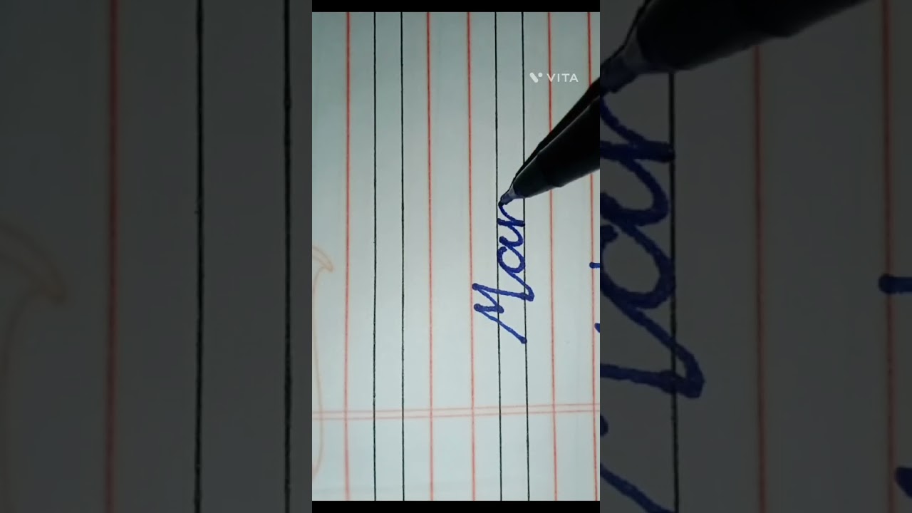 Manaswini name writing in cursive handwriting English handwriting practice #shrots #viral #cursive