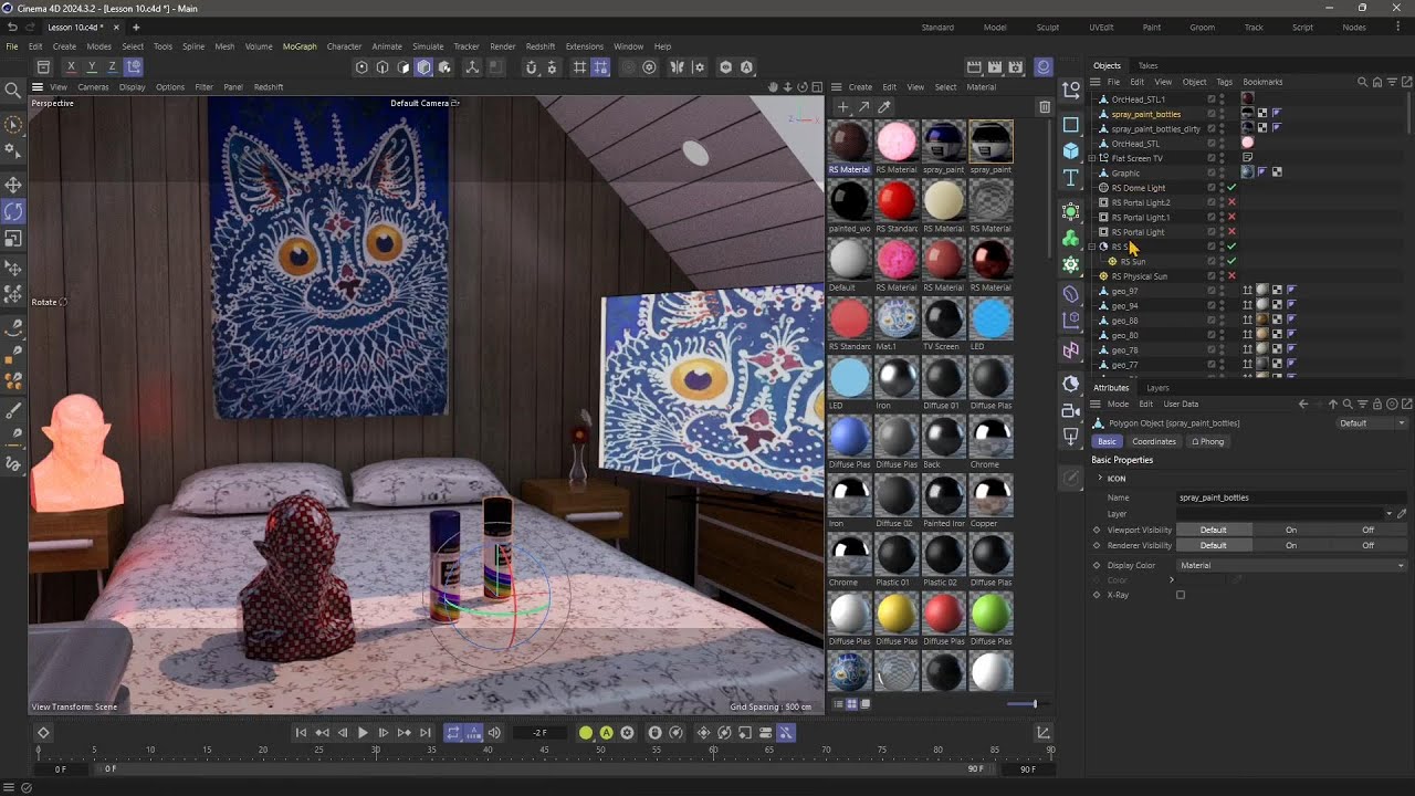REDSHIFT  - Lesson 10 - Texture Placement, Unwrap, Procedural Nodes, Triplanar, Mapping, Packaging
