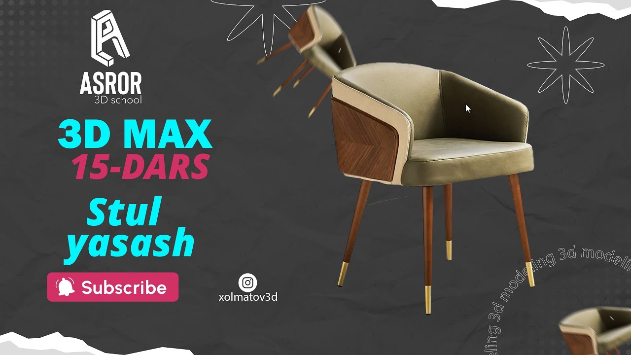 3ds max modeling 15-dars Amaliyot stul yasash.