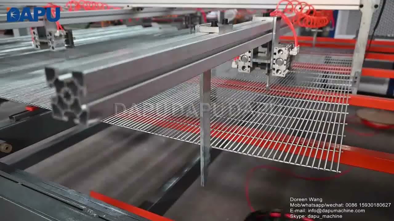 Pneumatic mesh welding machine with automatic stacking device