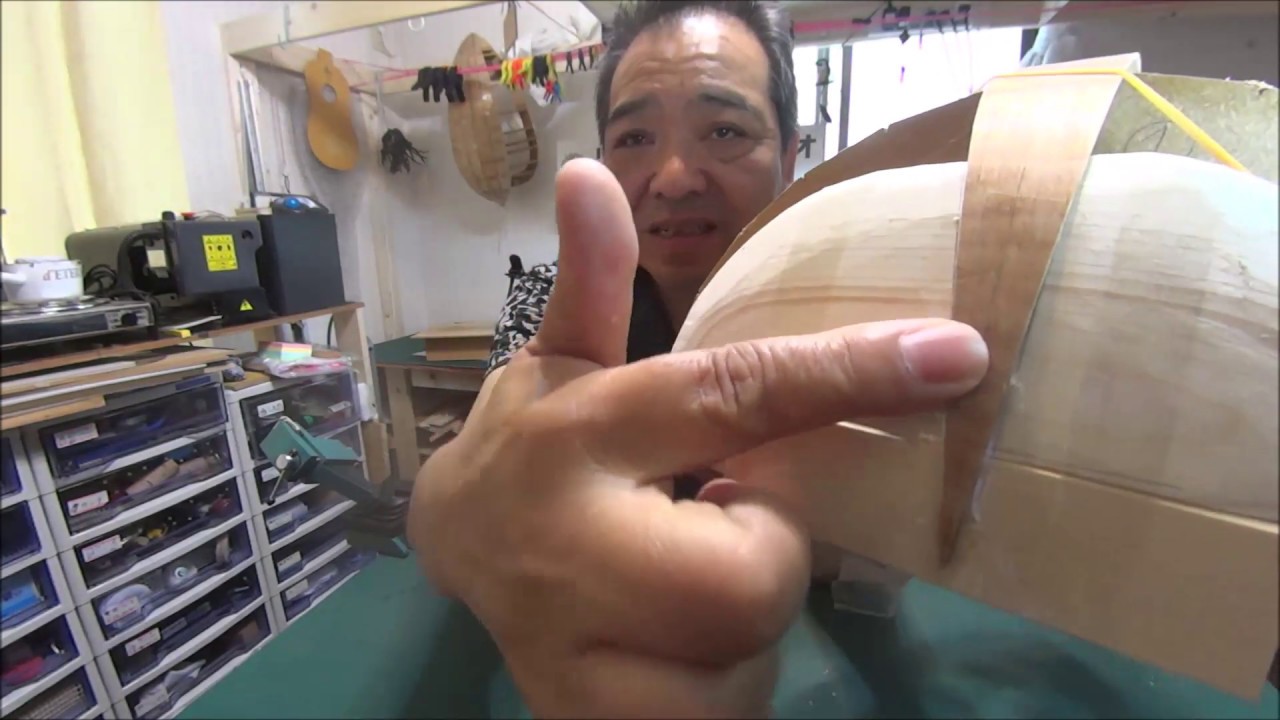 223 20200512 リュート制作ボウル最初のリブの貼り付け