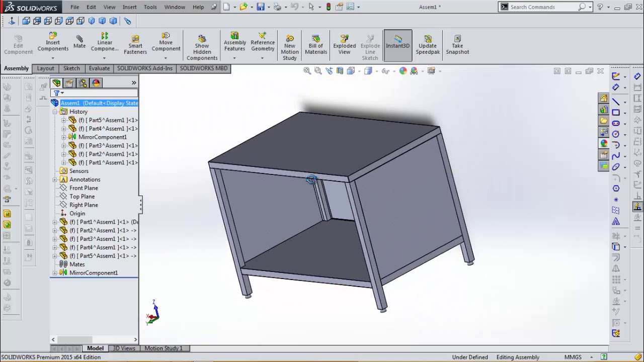 SolidWorks Tutorial Sheet Metal Cabinet tables open 2 floors1200x750x850mm