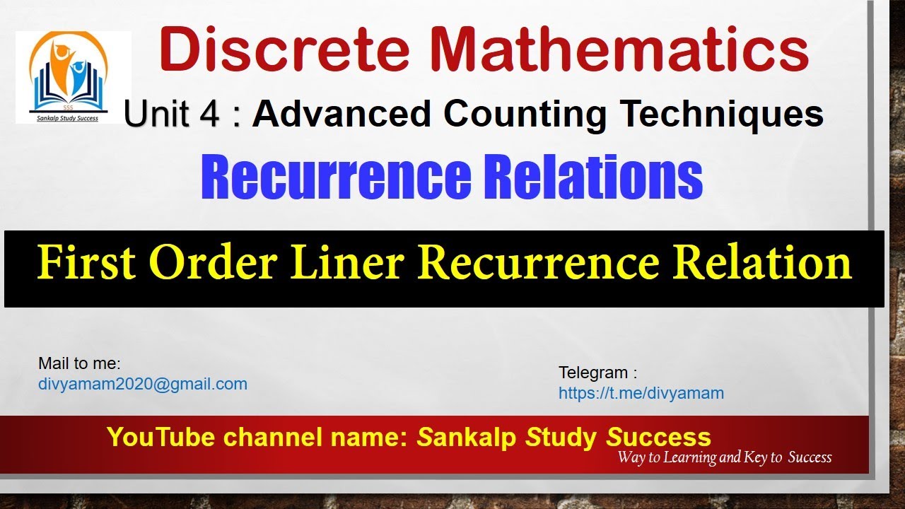 2  First Order Linear Homogeneous Recurrence Relation || Discrete Mathematics || CSE,IT