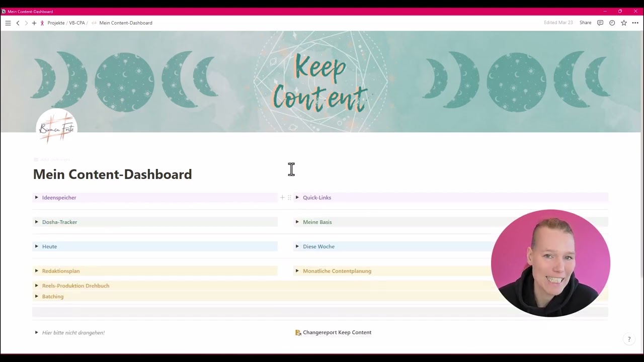 Einblick ins Notion-Template f&uuml;r die Contentplanung und Archivierung mit dem Keep Content-System