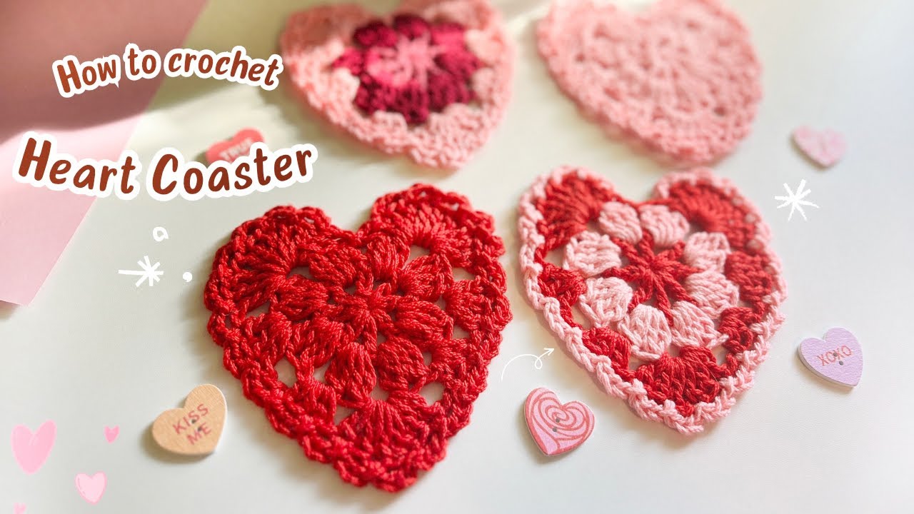 How To Crochet Heart Coaster | Easy Crochet Valentine’s Day Tutorial