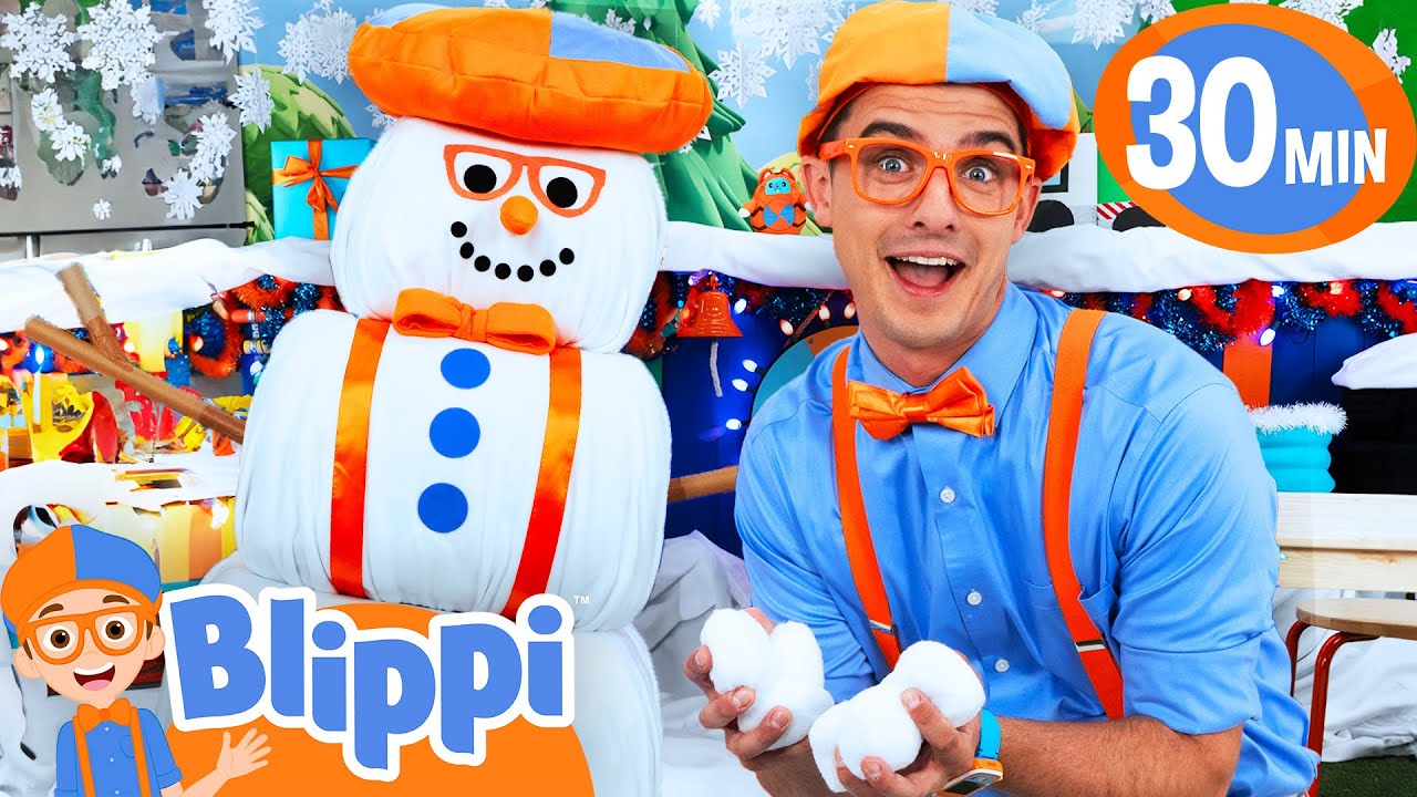 Blippi Plays the Matching Snowman Game!⛄| Blippi's Playdate | Educational Videos for Kids