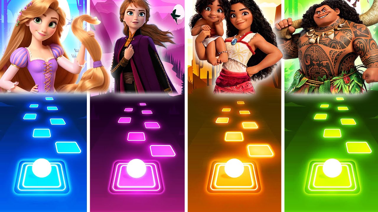 Rapunzel I See The Light | Anna Love Is An Open Door | Moana 2 Beyond | Maui You're Welcome - Tiles