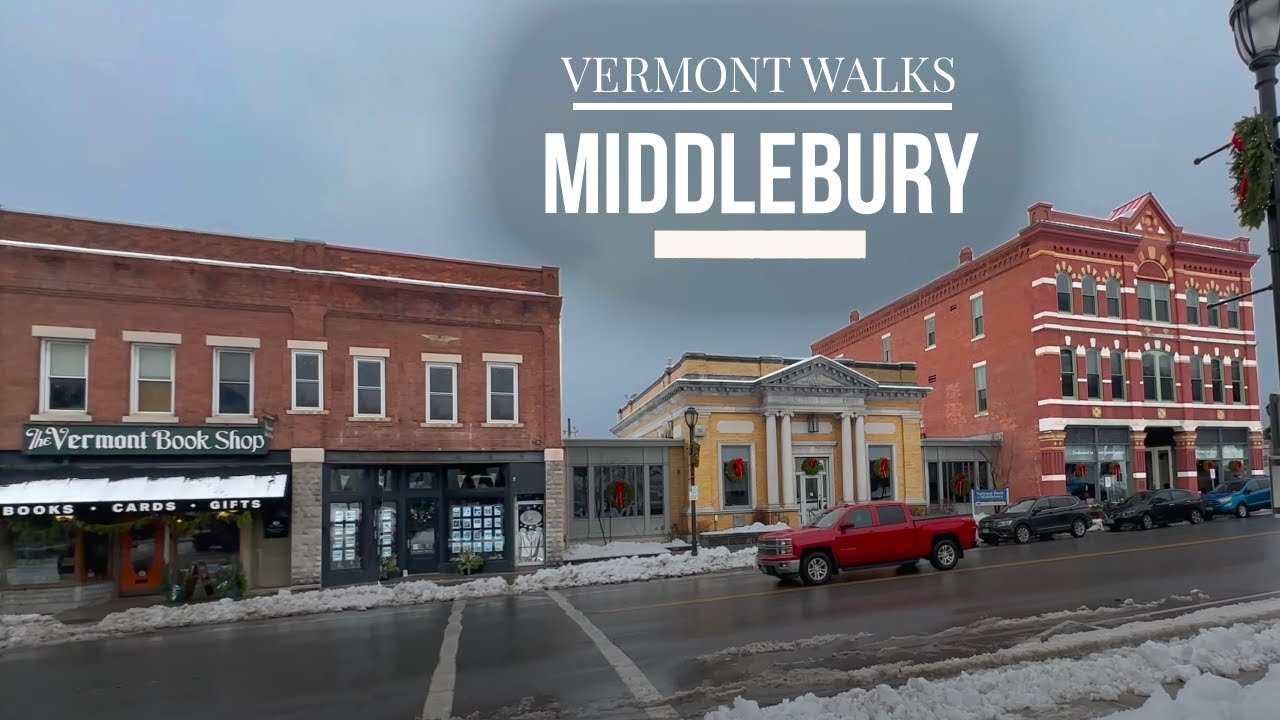 Vermont Walks - A short winter walk around downtown Middlebury VT and Middlebury Falls ・ 4K