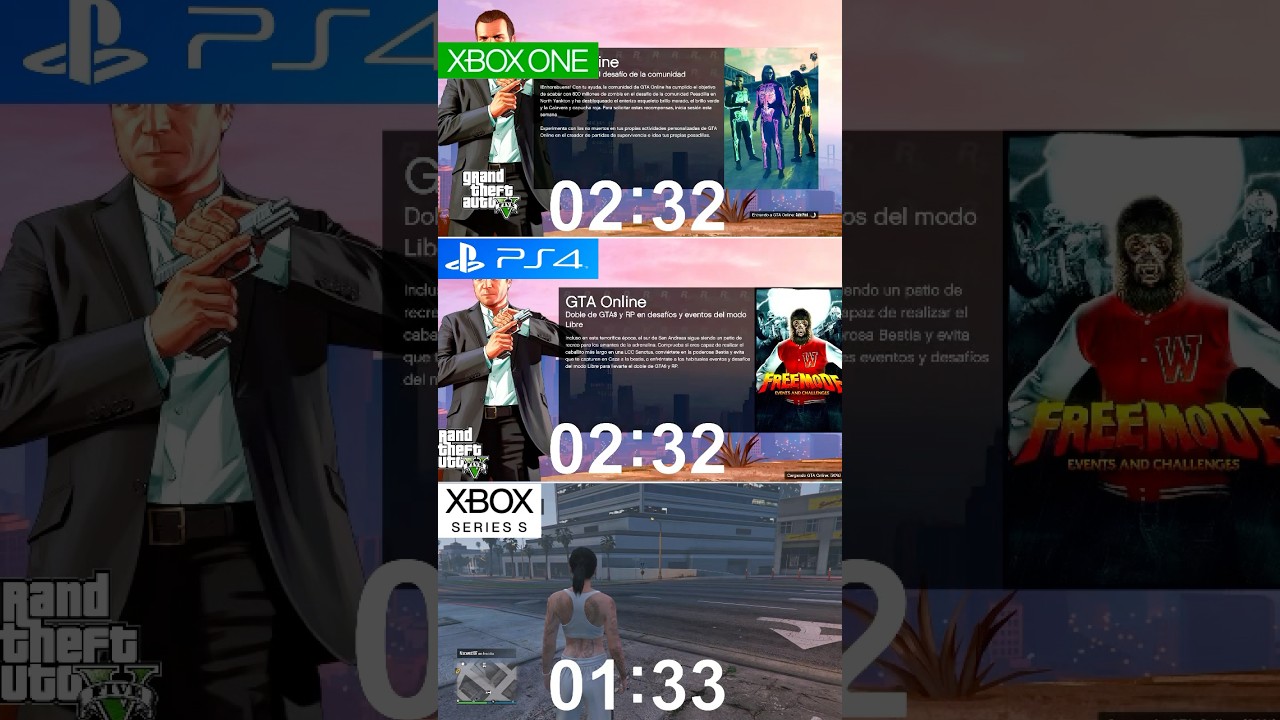 PS4 VS Xbox Series S VS Xbox One | Carga en GTA Online #playstation #xboxseriess #gta5