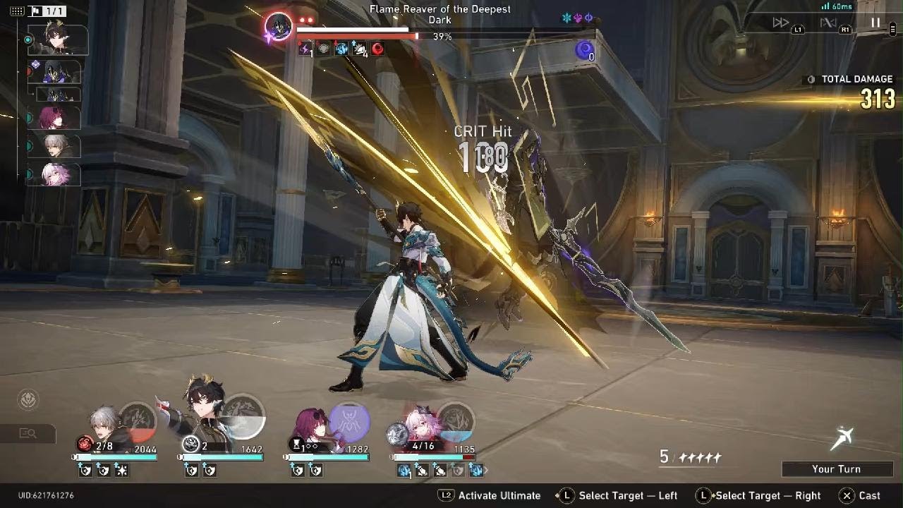 Honkai: Star Rail boss battle.  Flane reaver