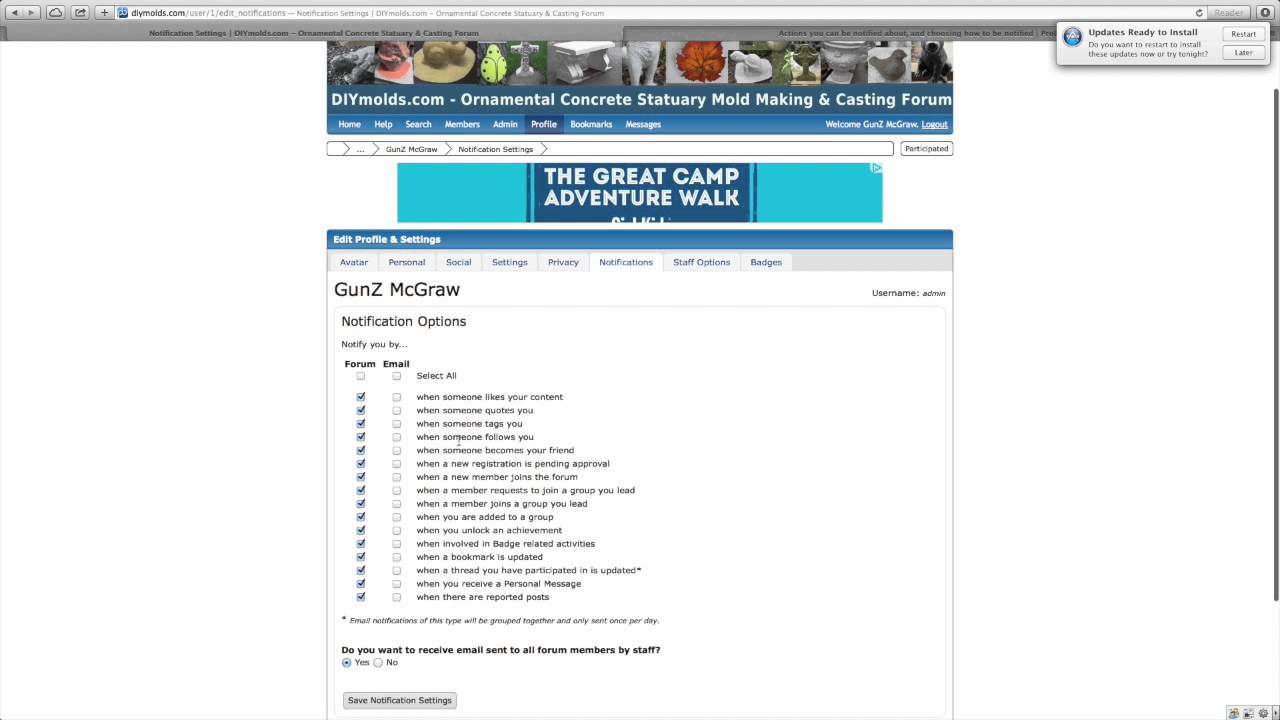 How to get email notification from diymolds.com forum