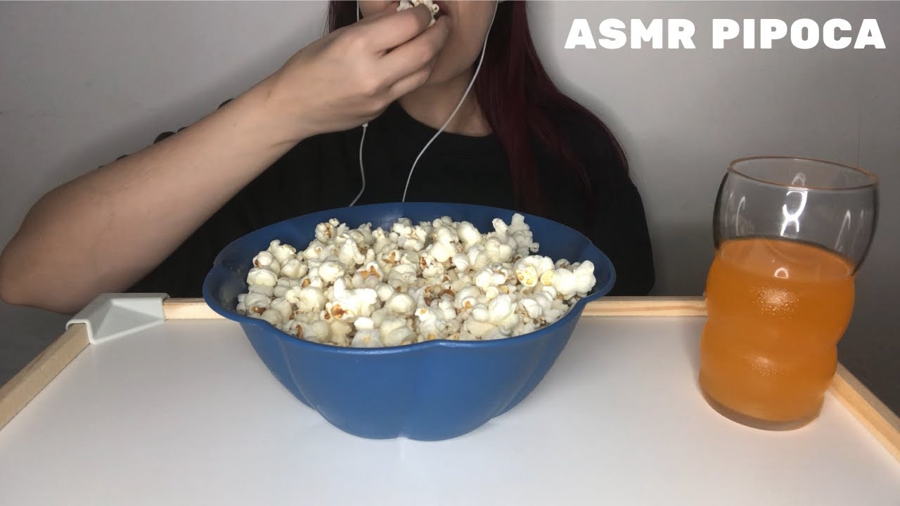 ASMR COMIDA - PIPOCA COM FANTA LARANJA (MUKBANG) SONS DE MASTIGAÇÃO