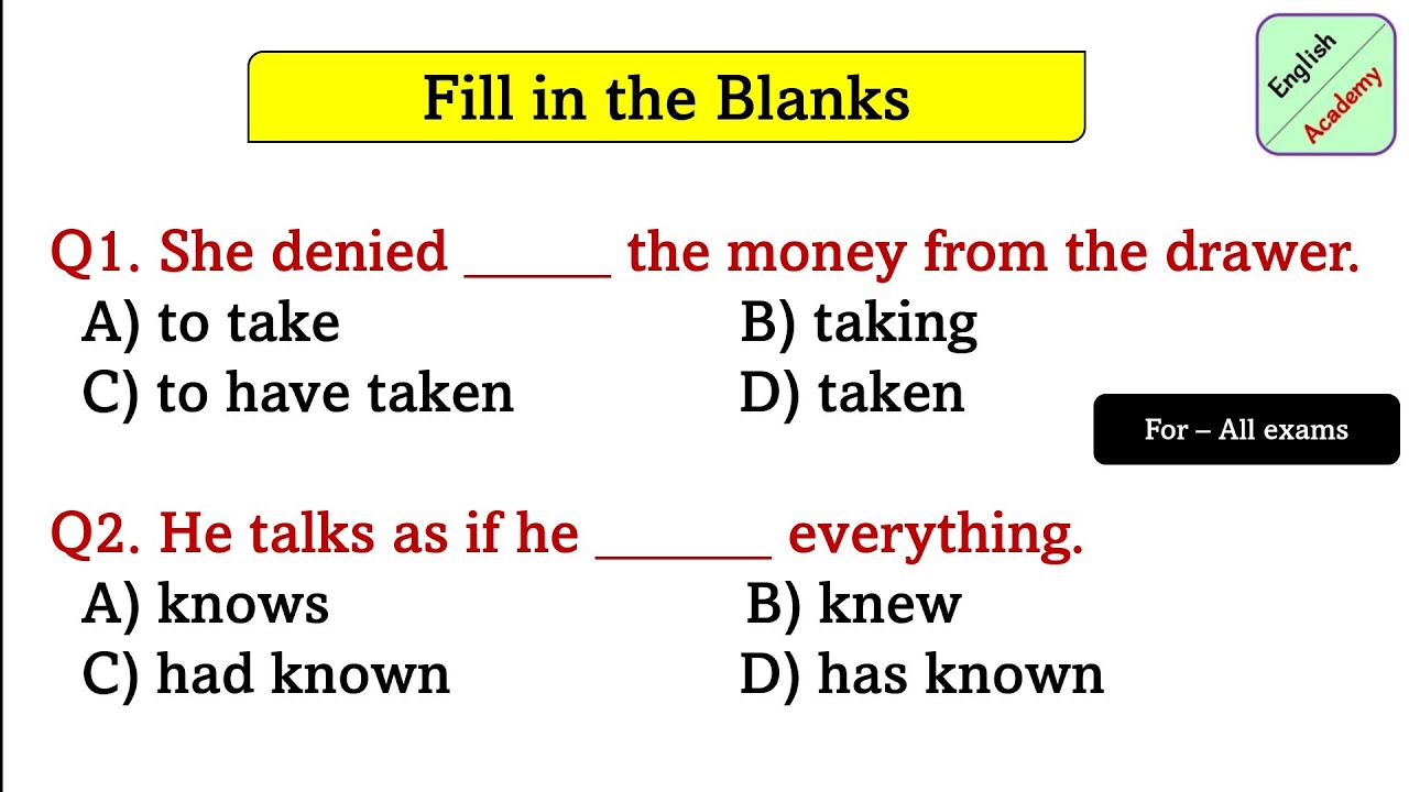Fill in the blanks set 6 for- All Exams #eenglishacademybydeepakkr.
