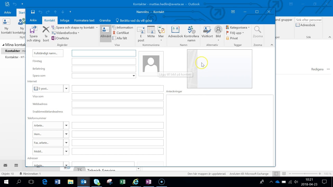 kontakt och kontaktgrupper i Outlook