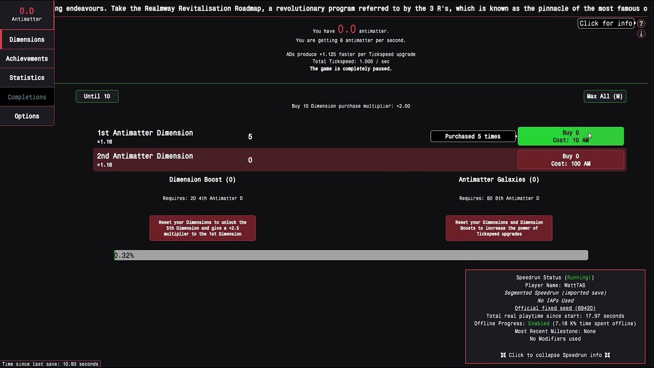 [TAS] 2nd antimatter dimension in 28.72 seconds
