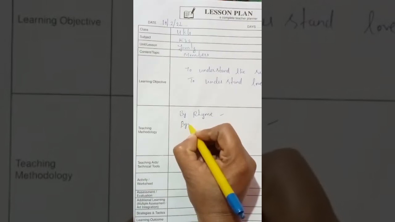 How to write lesson plan#simple#teachers#training#pre primary#Montessori Ttc