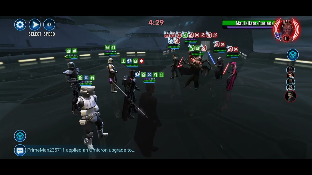 SWGOH Squad Arena 5v5 Imperial Remnants with Moff Gideon DC vs Stranger with FDC