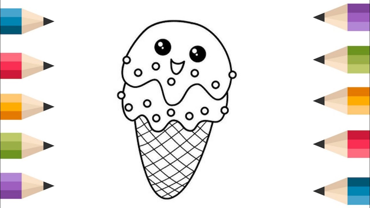 How To Draw cute ice cream Drawing, Painting & Coloring For Kids and Toddlers_ Child Art 🎨 🍎🍎
