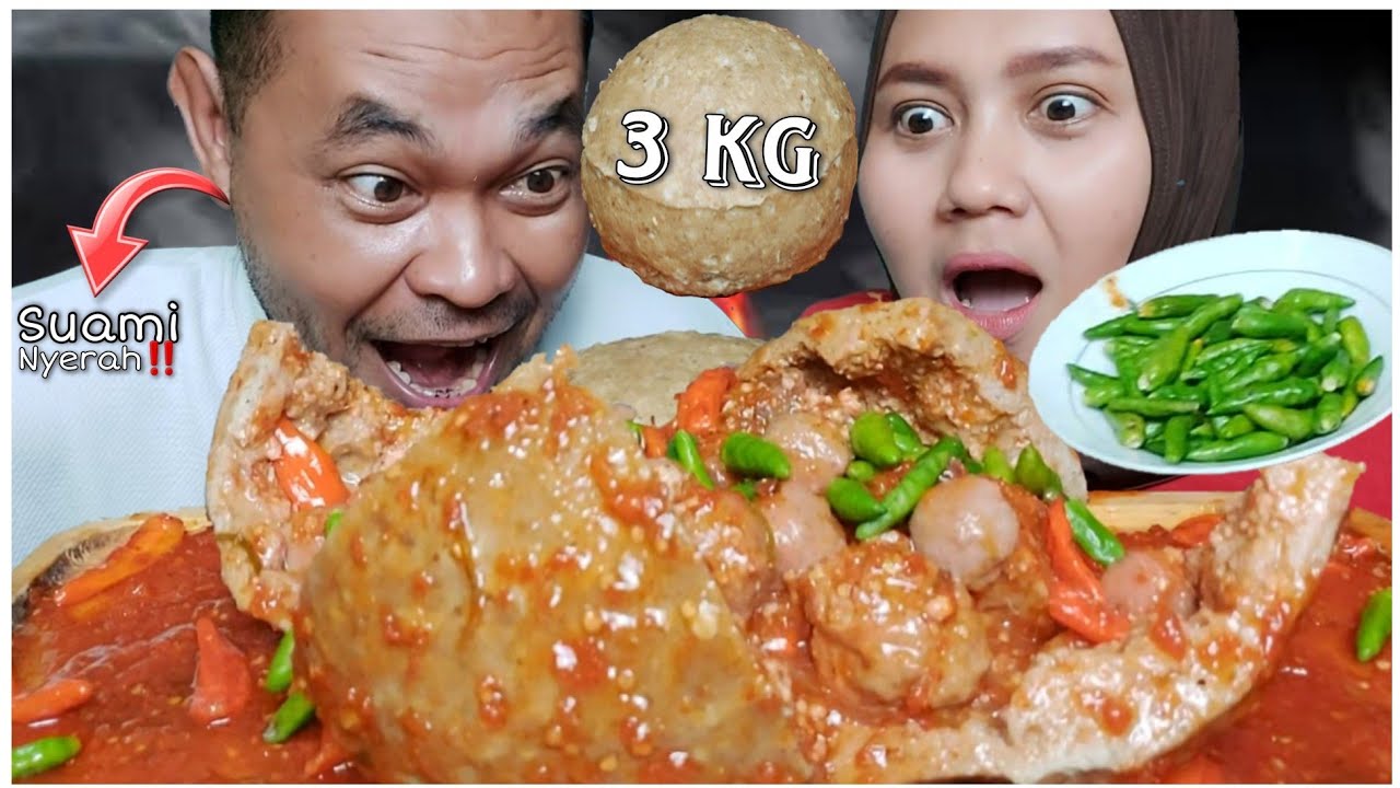 NYERAH KE_KENYANGAN‼️BAKSO LAVA 3 KG SUPER PEDAS EKTRA KUAH SETAN || #asmr #mukbang #bakso