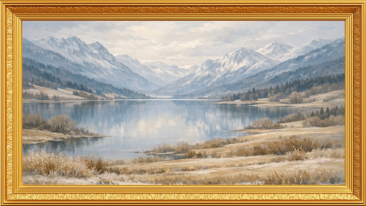 Mountain Valley Tranquility | Vintage Gold Frame | 4K TV Art Screensaver