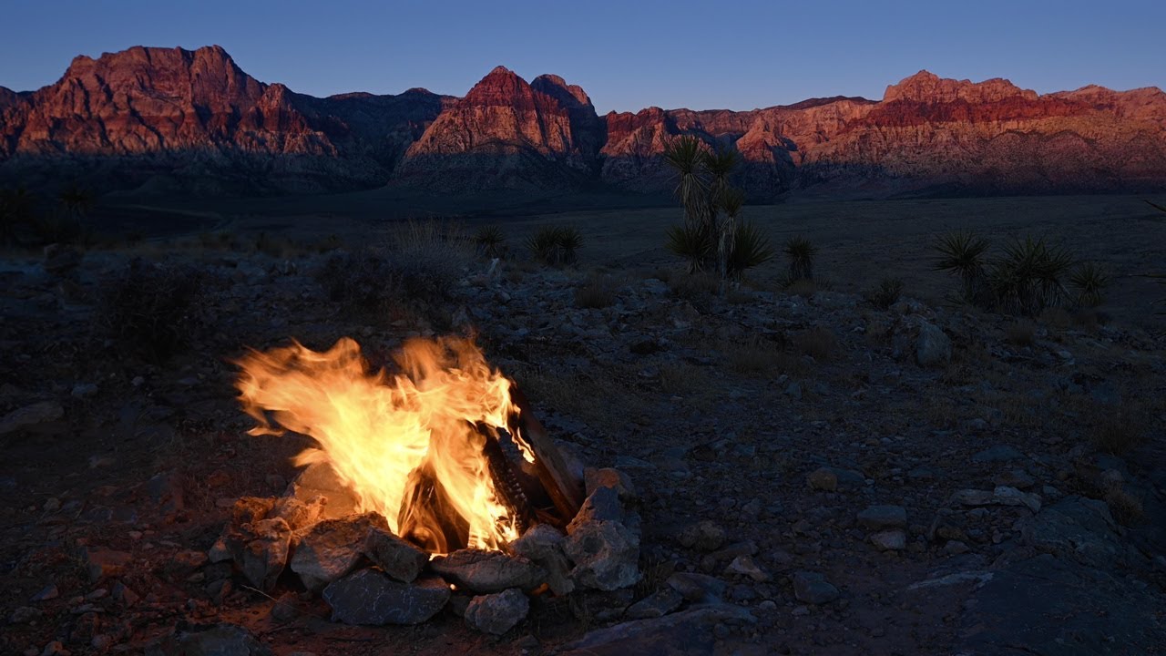 4K Sunrise Campfire in the Mountains  – Fireplace Ambience Sounds