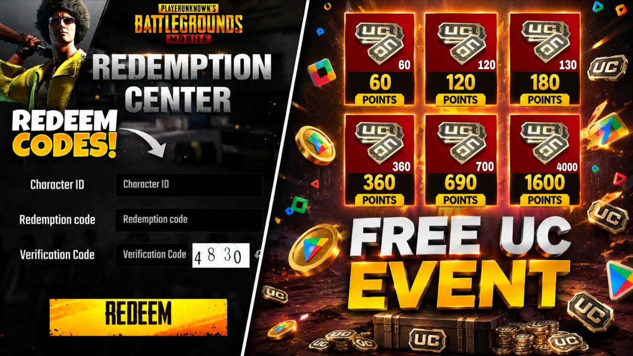 😱 Biggest Free UC Event Is Here | Get Free UC From PUBG Mobile And New Redeem Code Free Rewards