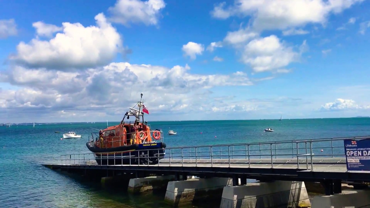 RNLI Swanage lifeboat launch. Shannon-class 13-13