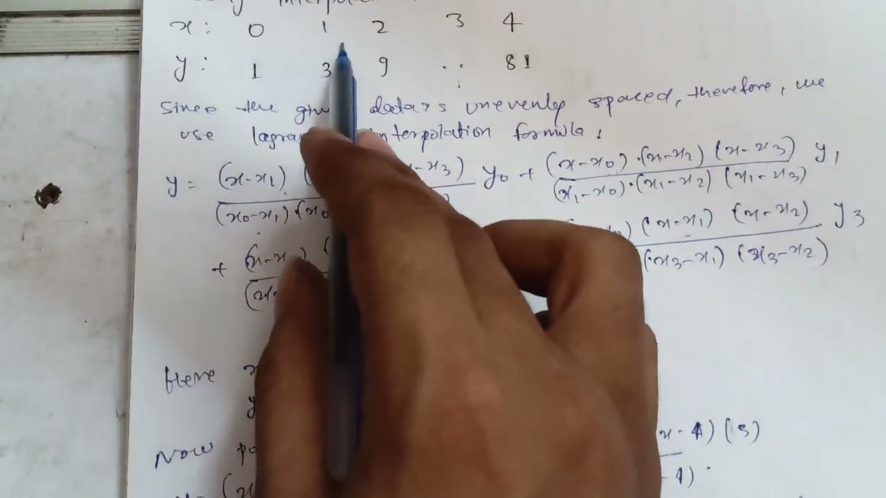Lagrange interpolation formula Example 1
